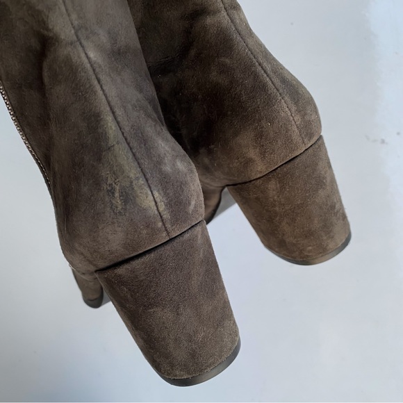 💕Michael Kors Suede Leather Pointed Toe Ankle Boots Booties Charcoal Dawson 8.5 - Picture 8 of 8